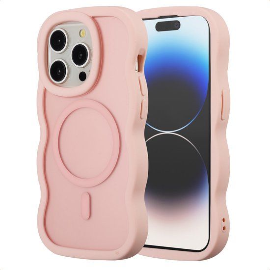 Selencia Wavy Case - Golvend Hoesje geschikt voor Apple iPhone 14 Pro - Soft Pink