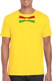 Bellatio Decorations Shoppartners Bv Geel t-shirt met Limburgse kleuren strik heren - Carnaval shirts L
