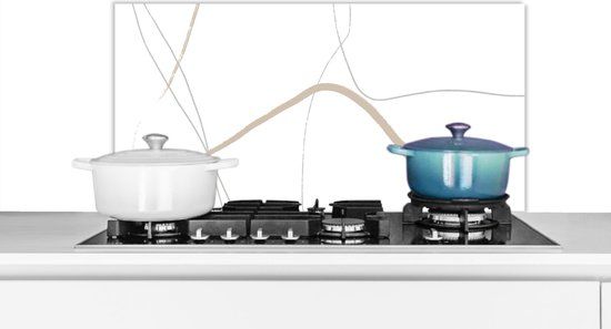 KitchenYeah Spatscherm keuken - Abstract - Line art - Minimalisme - Spatwand - 80x40 cm - Aluminium - Multicolor