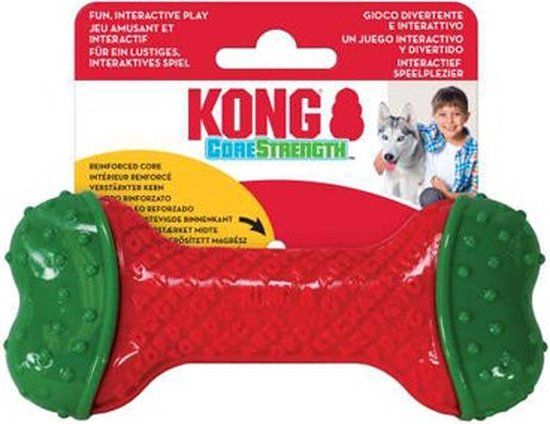 KONG Holiday Kerst CoreStrength Bone - Rood/Groen - M/L - 18cm