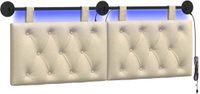 vidaXL Hangend hoofdbord Met LED-verlichting Crèmekleurig Stof