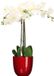 Mica Decorations Orchidee kunstplant wit - 75 cm - inclusief bloempot rood glans