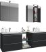 VCM Badmöbel Set Badinos XXL - 3-delig - Lavabo double - Céramique - Noir