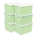 Cetomo Opbergdozen met deksels, 15 l x 6 stuks, plastic opbergdoos met veilige zijvergrendelingen, stapelbare en nestbare organizer voor thuis, kantoor, verhuizen, PP, groen, 15L-6 Pack