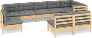 vidaXL 9-delige loungeset met grijze kussens massief grenenhout