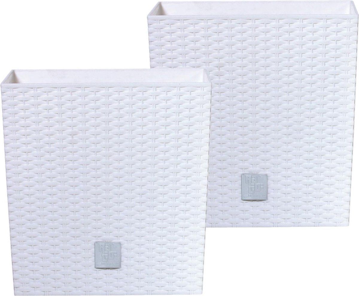 Prosperplast Rato Rotan Bloempotten Set - 2x 26 cm - Wit - Kunststof