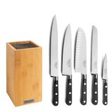 Sabatier Trompette - 5 keukenmessenblok - Origin - 5Cr15MoV staal - Satijnen afwerking - 26 x 15,5 cm - Zwart