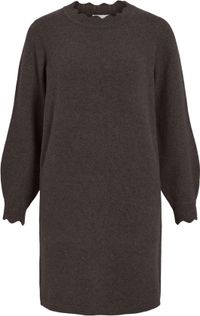 VILA Dames Vrijetijdsjurk Lange Mouw Ronde Hals Effen Donkerbruin Polyester XXL