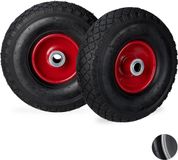 Merkloos Relaxdays Steekwagenwiel - 3.00-4" - Set van 2 - Luchtband - Tot 100 kg - 260x85 mm - Zwart-Rood