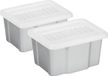 Sunware set van 2x opslagboxen kunststof 24 liter lichtgrijs 42 x 33 x 22 cm met afsluitbare deksel