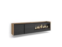 Maisons du Monde Meuble TV effet bois noir et chêne 212x35x50cm cheminée effet feu XXL