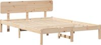 vidaXL Bedframe met hoofdeinde, Naturel, 200 x 200 cm, Massief grenenhout