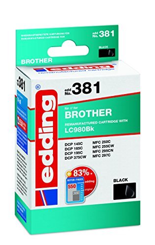 Edding inktcartridge EDD-381 vervangt Brother LC980BK - zwart - 14ml