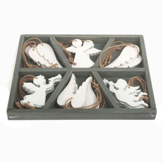 Small Foot Houten Kersthangers Engel, 18 stuks
