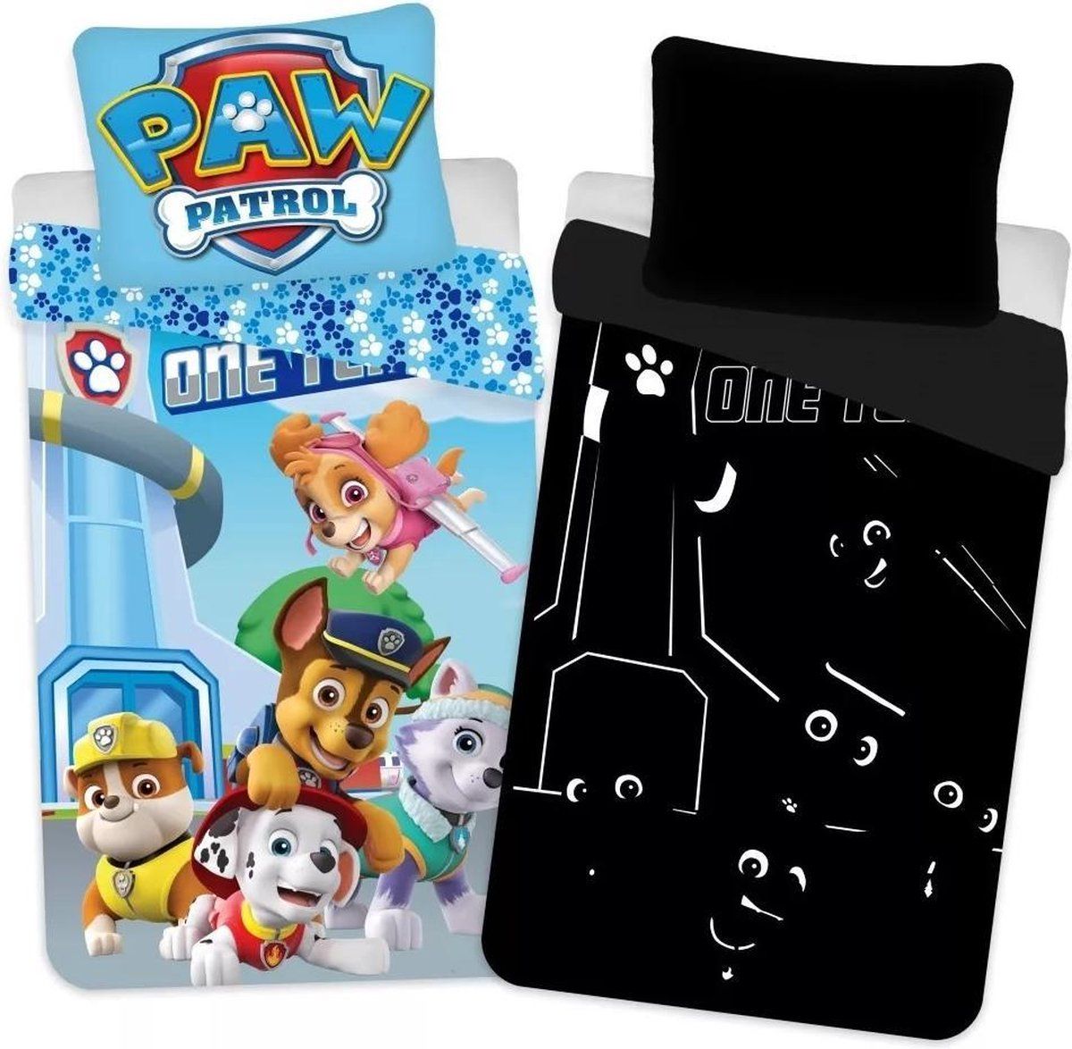 PAW Patrol Dekbedovertrek Glow in the dark pup's / 1-persoons