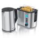 Arendo ontbijtset, 2-delig, waterkoker ELEGANT 1,5L 2000W met temperatuurregeling en broodrooster MANHA met 2 sleuven en broodjesrek, zilver