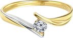 Lucardi Dames Ring met zirkonia - Ring - Cadeau - 14 Karaat Goud - Geelgoud en Witgoud