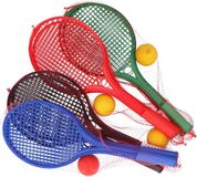 BLUE SKY Tennisset met Softbal voor Kinderen - 2 x Tennisracket van Kunststof - Groen/Blauw/Rood/Zwart - 53 cm