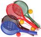 BLUE SKY Tennisset met Softbal voor Kinderen - 2 x Tennisracket van Kunststof - Groen/Blauw/Rood/Zwart - 53 cm