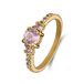 Lucardi Dames Stainless steel ring met roze zirkonia voor dames - Ring - Staal - Goudkleurig - 17 / 53 mm