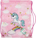 STOR Unicorn & Regenboog Lunchtas – Trekkoord Lunchzak voor Kinderen 30x25x3 cm