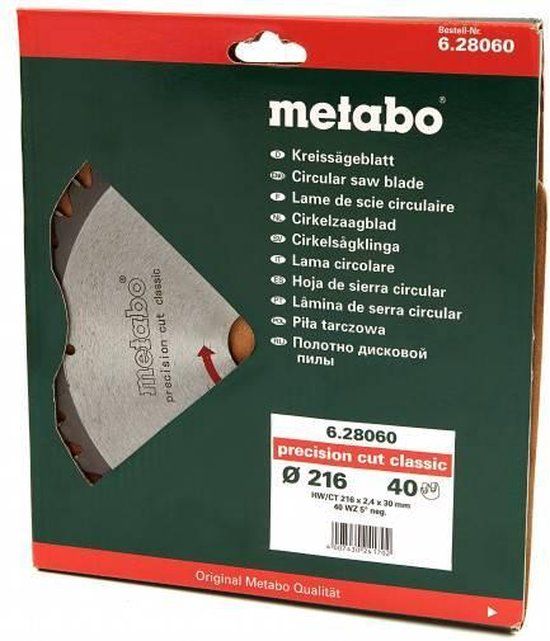 Metabo Cirkelzaagblad HW/CT 216x30mm 40 tands WZ - 628060000