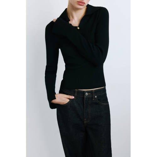 Mango Wide Leg Jeans Dark Blue Denim