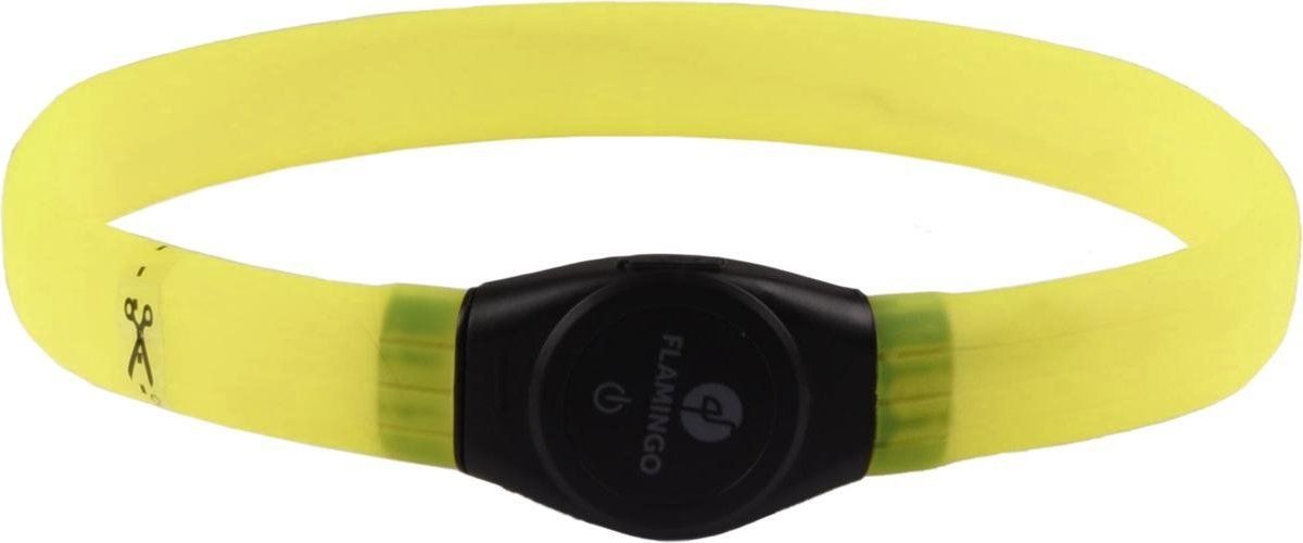 FLAMINGO Visio light led halsband jumbo geel 35/64 cm 7 mm
