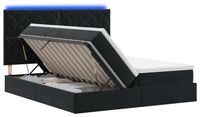 vidaXL LED Opbergbed met Matras - Zwart - 200 x 200 cm - Fluweel
