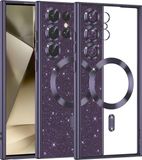 Techsuit Hoesje geschikt voor Samsung Galaxy S25 Ultra - Luxury Glitter Back Cover - Geschikt voor MagSafe - Donkerpaars