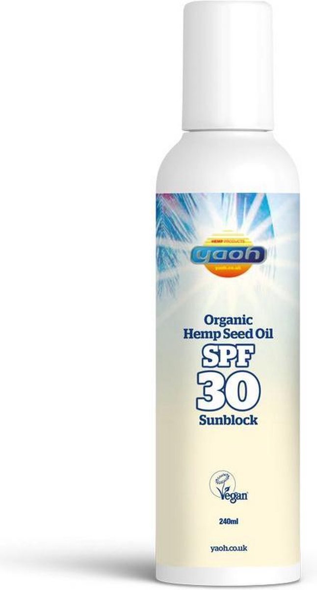 yoah Organic Hemp Seed Oil SPF 30 sunblock 240ml