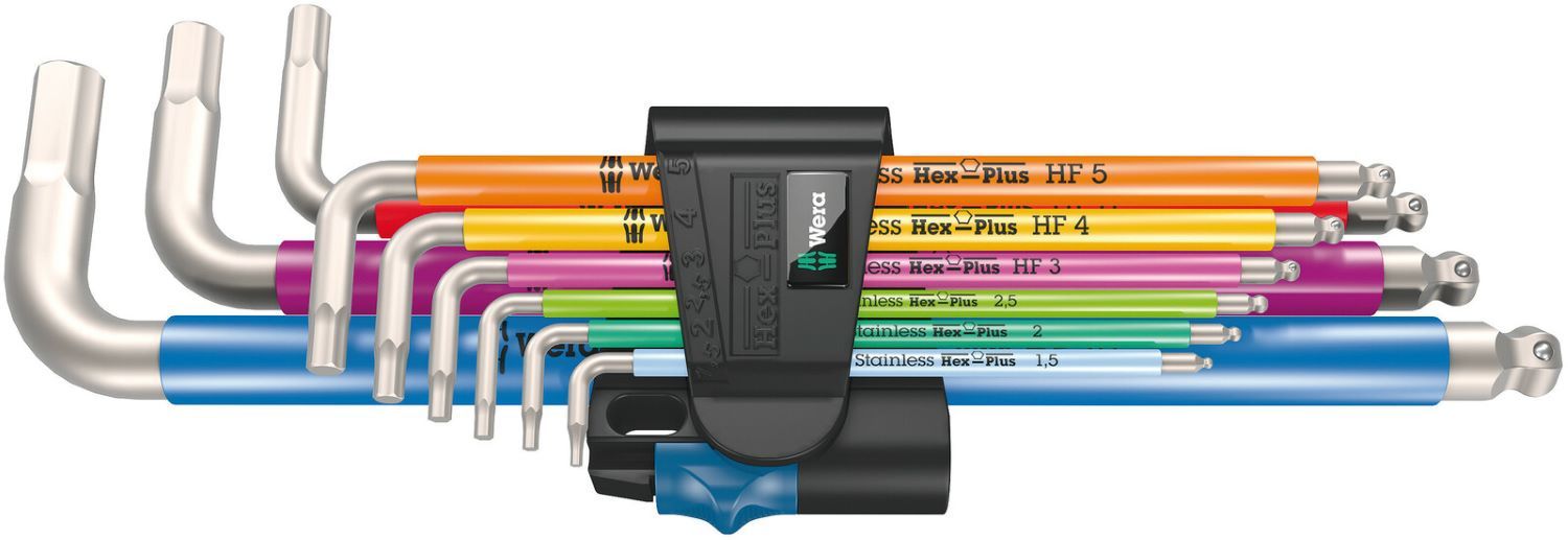 Wera 3950/9 9-delig Hex-Plus Multicolour HF Stainless Stiftsleutelset - 9-delig
