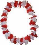 Funny Fashion Hawaii krans slinger - kunststof - rood en wit