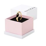 Pandora ME Halve zegelring, 14-karaats vergulde ring met heldere zirkoniasteentjes en glinsterend zwart email, 62