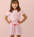 Little Label Pyjama Meisjes Maat 134-140/10Y - Roze, Wit - Bretonse Streep - Shortama - Zachte BIO Katoen