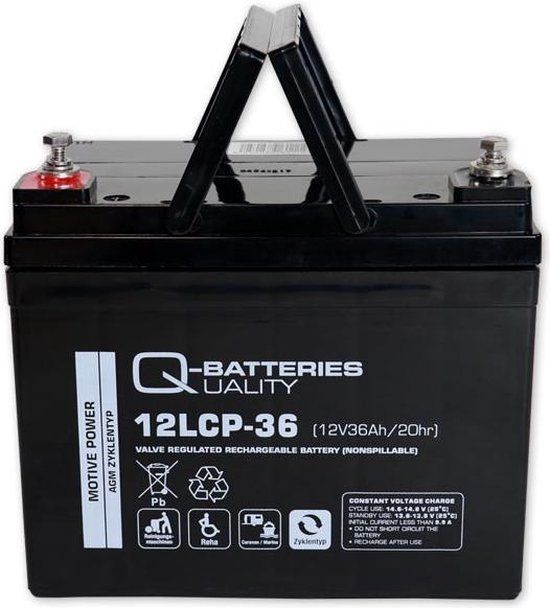 Q-Batteries 12LCP-36 - 12V 36Ah AGM Battery