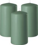 Enlightening Candles Bougie cylindrique/bougie pilier - 3x - vert - D6 x H8 cm - 27 heures de combustion