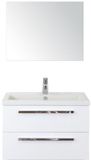 BES LED Seville Badmeubelset 80 cm - Wit Hoogglans - Keramische Wastafel Wit Djazz met Spiegel