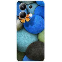 Xiaomi Siliconen hoesje compatibel met Redmi Note 13 4G Blue Pebble Butterfly