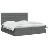 vidaXL - LED Storage Bed with Mattress - Dark Grey - 200 x 200 cm - Fabric