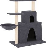 vidaXL Arbre à chat avec poteaux à gratter en sisal 83 cm gris foncé