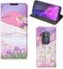 B2Ctelecom Motorola One Zoom Hoesje - Book Case - Bird Flying - Lichtroze
