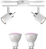 Philips Hue Meranti Opbouwspot (Wit) - 2 lichts - Wit/Gekleurd Licht | Plafondspot - GU10 - Hue White and Color Ambiance