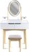 Wan GmbH Table de toilette avec miroir - Coiffeuse tiroirs - Application de maquillage - LED intégrée - 80x40x142 cm - Blanc