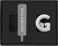 Moleskine Pin voor Notebook of Planner Letter G, Letter Pin, Pas de Elastische Sluiting aan, Speciaal Aangepast Gift, Kleur Zilver