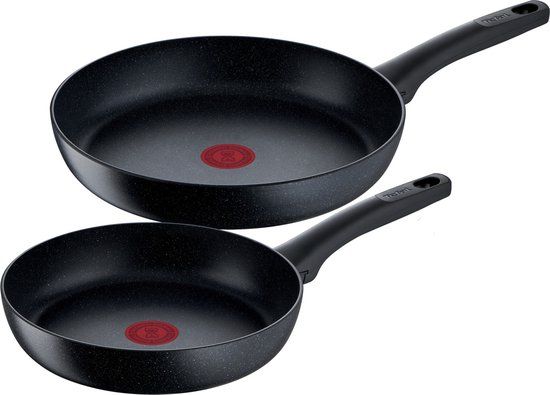 Tefal Black Stone Koekenpannenset - 24/28 cm - Zwart