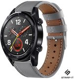 Strap-it Huawei Watch GT / GT 2 bandje leer - grijs - 42mm
