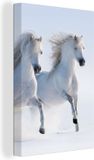 OneMillionCanvasses Canvas Schilderij Winter Paarden Sneeuw - 120x180 cm - Kerstdecoratie