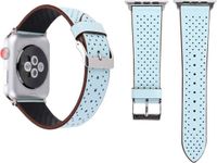 Qubix Dot Pattern Bracelet en cuir Bleu clair pour Apple Watch 38mm/40mm/41mm/42mm
