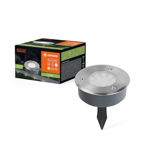 LEDVANCE ENDURA HYBRID INGROUND buitenlantaarn, hybrideverlichting, 1W, 70lm, 3.000K, edelstaal, IP44/IP67, zonne-energie/netvoeding